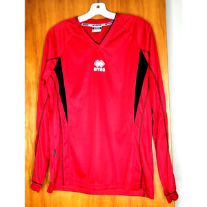 Errea Soccer Long Sleeve Jersey Shirt Red Black Mens Medium